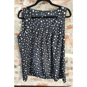 Spense Sleeveless Top Womens Sz XL Black & White Polka Dots Shirt rp